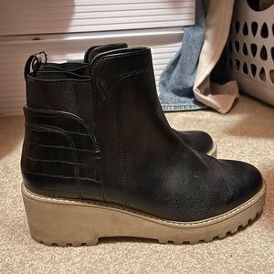 DV by Dolce Vita Black Ankle Boots with Tan Sole